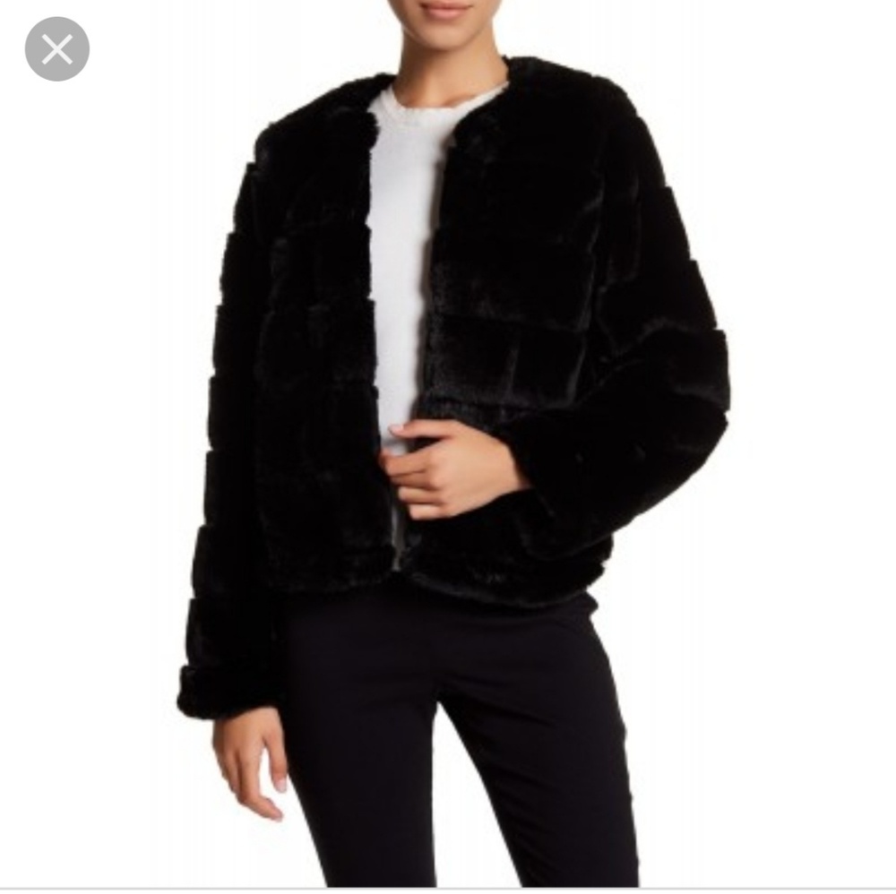 14th & union faux fur coat black